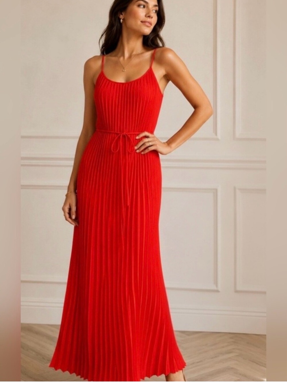 Banana Republic Women’s Red Pleated Maxi Dress